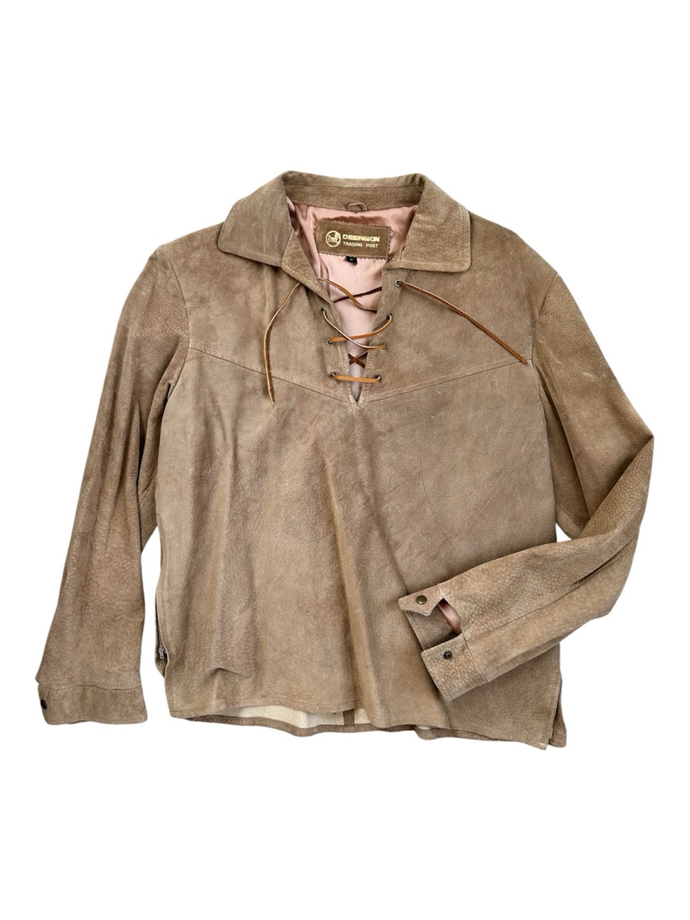 DEERSKIN TRADING POST Women’s Vintage 70s/80s Suede Lace-Up Pullover Top Size M